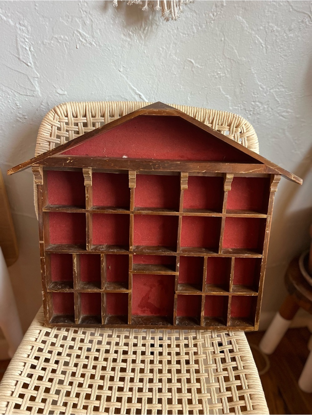 Vintage House Shaped Trinket Shelf Wooden Wall Display Cottagecore Decor